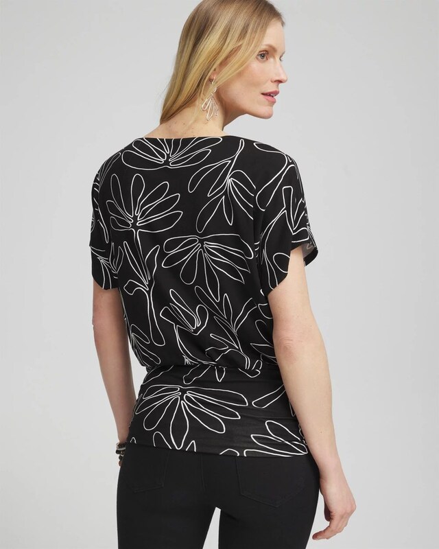 Touch of Cool Abstract Ruched Banded Hem Top - image 3